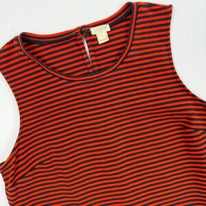 J.Crew Orange Navy Striped Peplum Sleeveless Tank Top Ruffle Hem Small